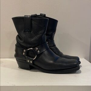 Frye Black Leather Ankle Boots